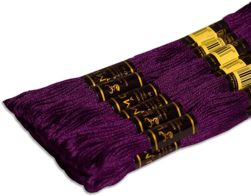 UMC STAG 12 Pieces Dark Purple Violet 102/550 Premium Embroidery Thread Egyptian Cotton Skeins Cross Stitch Floss Oeko TEX Stranded Dark Purple 102 - Image 1